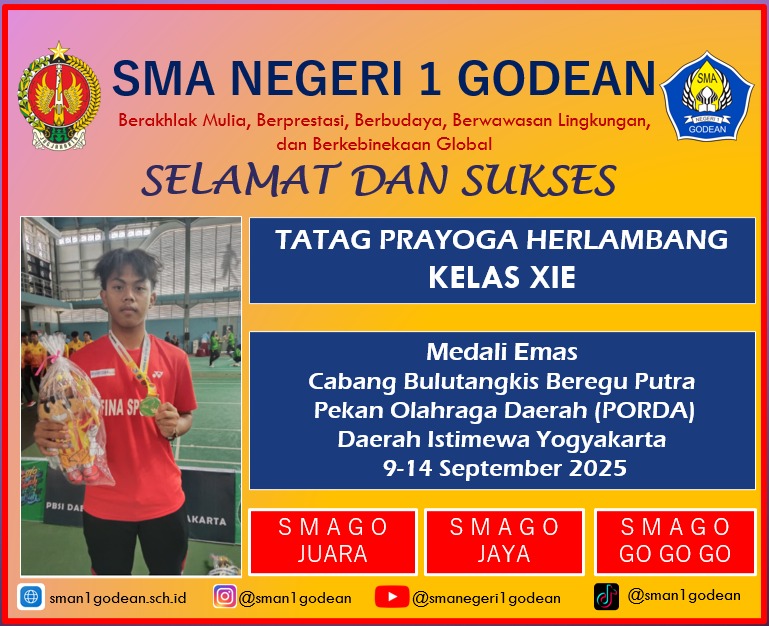 Medali Emas Porda DIY Cabor Bulu Tangkis Nomor Beregu Putra Tahun 2025
