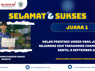 Juara 1 Kelas Prestasi Under 48 kg Junior Putra Kejurnas UGM Taekwondo Championship 2026
